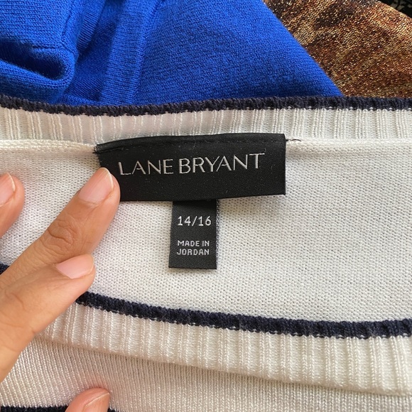 Knit striped tunic top with cutout trim at hem - Picture 6 of 6